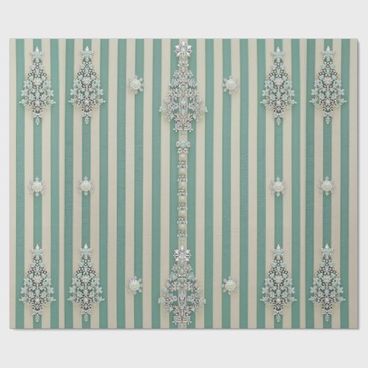 Seaoam Striped Crystal Trees Geschenkpapier (Flach)