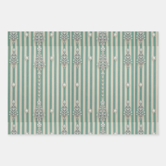 Seaoam Striped Crystal Trees Geschenkpapier Set (Vorderseite 3)