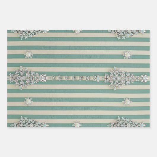Seaoam Striped Crystal Trees Geschenkpapier Set (Vorderseite 2)