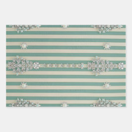 Seaoam Striped Crystal Trees Geschenkpapier Set