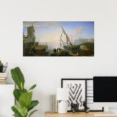Seaport with sunset poster (Heimbüro)