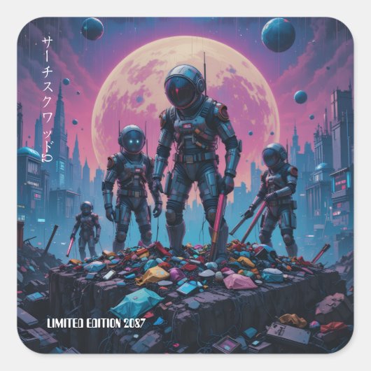 "Search Squad Ω" Quadratischer Aufkleber (Vorderseite)