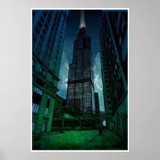 Sears Tower Architectural Zeichnend Poster (Vorne)