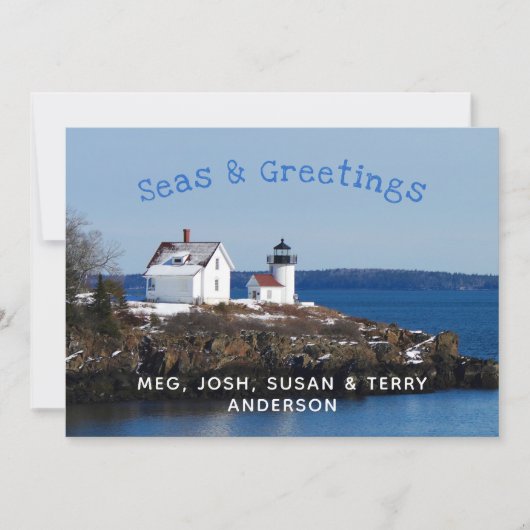 Seas and Greeting Lighthouse Holiday Card (Vorderseite)