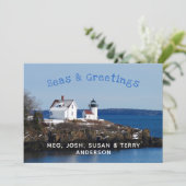 Seas and Greeting Lighthouse Holiday Card (Stehend Vorderseite)
