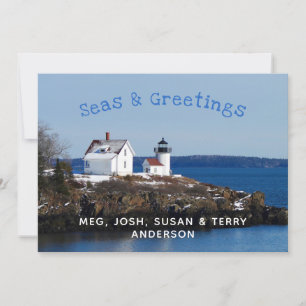 Seas and Greeting Lighthouse Holiday Card