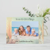 Seas and Greetings Beach Foto Feiertagskarte (Stehend Vorderseite)