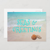 Seas and Greetings Beach Weihnachtskarte Feiertagspostkarte (Vorne/Hinten)