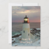 Seas and Greetings Blush Christmas Lighthouse Card (Vorderseite)