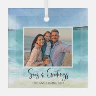 Seas and Greetings Family Foto Beach Ornament