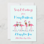 Seas and Greetings Flamingos Weihnachtskarte (Vorderseite)