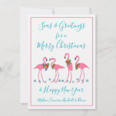 Seas and Greetings Flamingos Weihnachtskarte (Vorderseite)