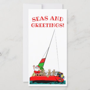 Seas and Greetings Nautical Christmas Card Feiertagskarte