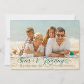 Seas and Greetings Nautical Holiday Foto Card (Vorderseite)