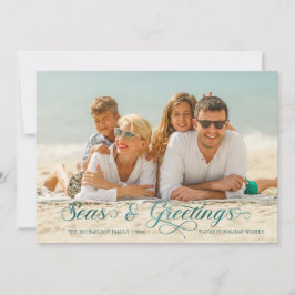 Seas and Greetings Nautical Holiday Foto Card