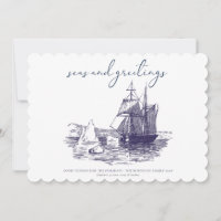 Seas and Greetings Nautical Minimal Weihnachtskart