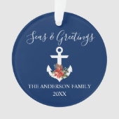 Seas and Greetings Poinsettia Anchor FOTO BACK Ornament (Vorderseite)