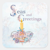 Seas and Greetings Seashells Square Sticker (Vorderseite)