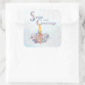 Seas and Greetings Seashells Square Sticker (Tasche)