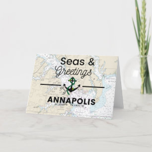 Seas & Greetings Chart - Annapolis Feiertagskarte