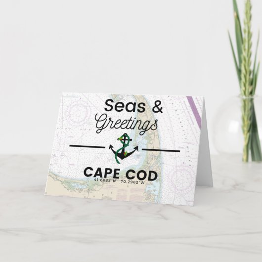 Seas & Greetings Chart - Cape Cod Feiertagskarte (Vorderseite)