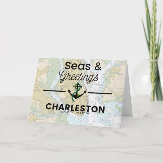 Seas & Greetings Chart - Charleston Feiertagskarte (Vorderseite)