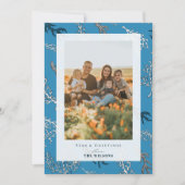 Seas & Greetings Coral Blue Holiday Foto Card Einladung (Vorderseite)