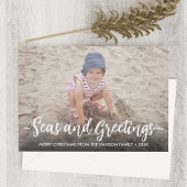 Seas & Greetings Foto Weihnachtsstrand Holz Feiertagskarte