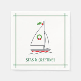 Seas & Greetings Nautic Holiday Napkin Green Serviette