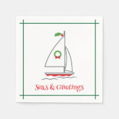 Seas & Greetings Nautic Holiday Napkin Red Green Serviette (Vorderseite)
