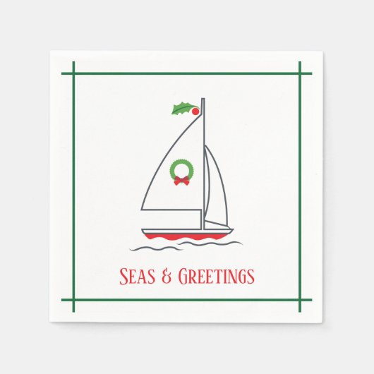 Seas & Greetings Nautic Holiday Napkin Red Green Serviette (Vorderseite)