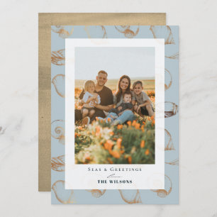 Seas & Greetings Seashell Blue Holiday Foto Card Einladung