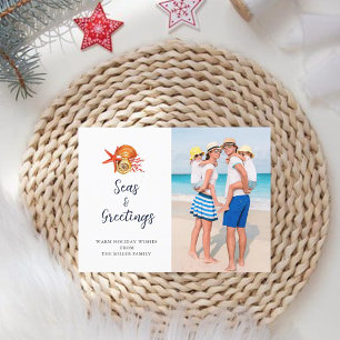 Seas & Greetings Seashell Foto Holiday Postcard Feiertagspostkarte
