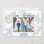 Seas & Greetings Seashell Holiday Foto Card Einladung (Vorderseite)