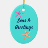 Seas & Greetings Starfish Retro Küste Weihnachten Keramik Ornament (Vorne)