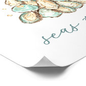 "Seas & Greetings" Strandhaus Weihnachtsauster Poster (Ecke)