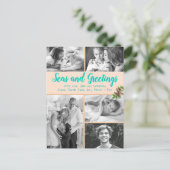 Seas n Greetings Family Foto Collage Postkarte (Stehend Vorderseite)