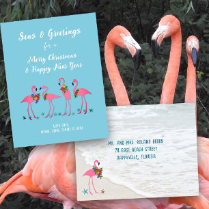 Seas n Greetings Flamingos Custom Holiday Postcard Postkarte