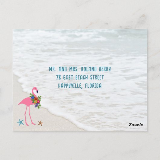 Seas n Greetings Flamingos Custom Holiday Postcard Postkarte (Rückseite)