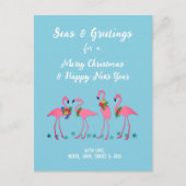 Seas n Greetings Flamingos Custom Holiday Postcard Postkarte (Vorderseite)