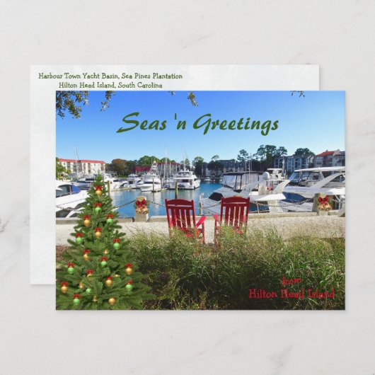 Seas n Greetings from Hilton Head SC Harbour Town Postkarte (Vorne/Hinten)