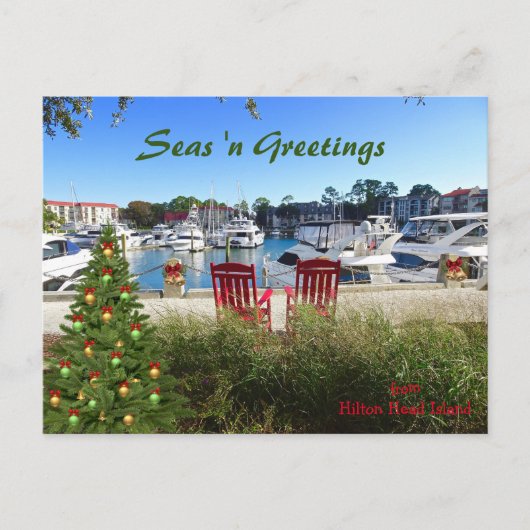 Seas n Greetings from Hilton Head SC Harbour Town Postkarte (Vorderseite)