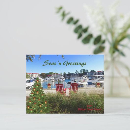 Seas n Greetings from Hilton Head SC Harbour Town Postkarte (Stehend Vorderseite)