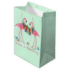 Seas n Greetings Pink Flamingos Weihnachtsminze Mittlere Geschenktüte