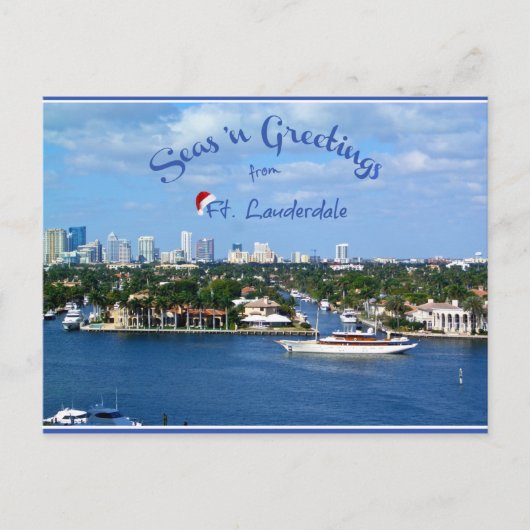 Seas n Greetings von Sunny Ft Lauderdale Florida Postkarte (Vorderseite)