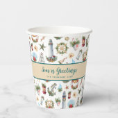 Seas n Grüße Weihnachten Nautical Personalisiert Pappbecher (Rückseite)