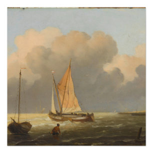 Seas off Coast, mit Spritsail Barge Poster