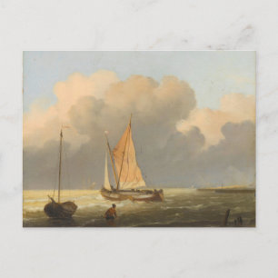 Seas off Coast, mit Spritsail Barge Poster Postkarte