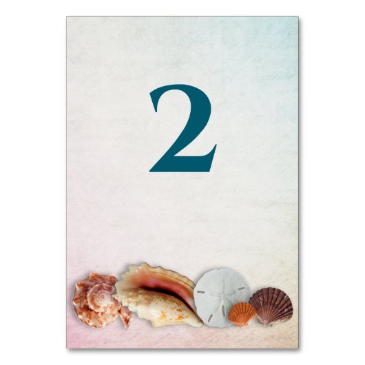 Seas Seashells Tischnummer Cards (Rückseite)