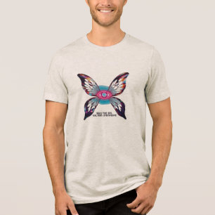 Seas the 80er - Neon Eye Butterfly Synthwave T-Shi Tri-Blend Shirt